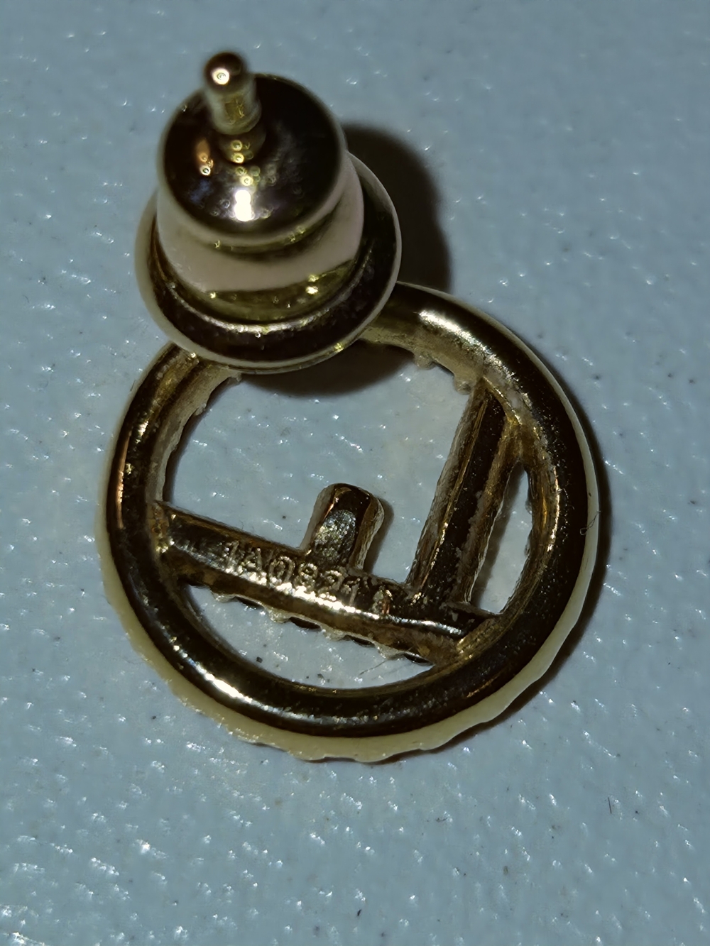 Fendi Gold-Tone Black Crystal 'F' Logo Stud Earrings, Great Condition - Picture 2 of 6